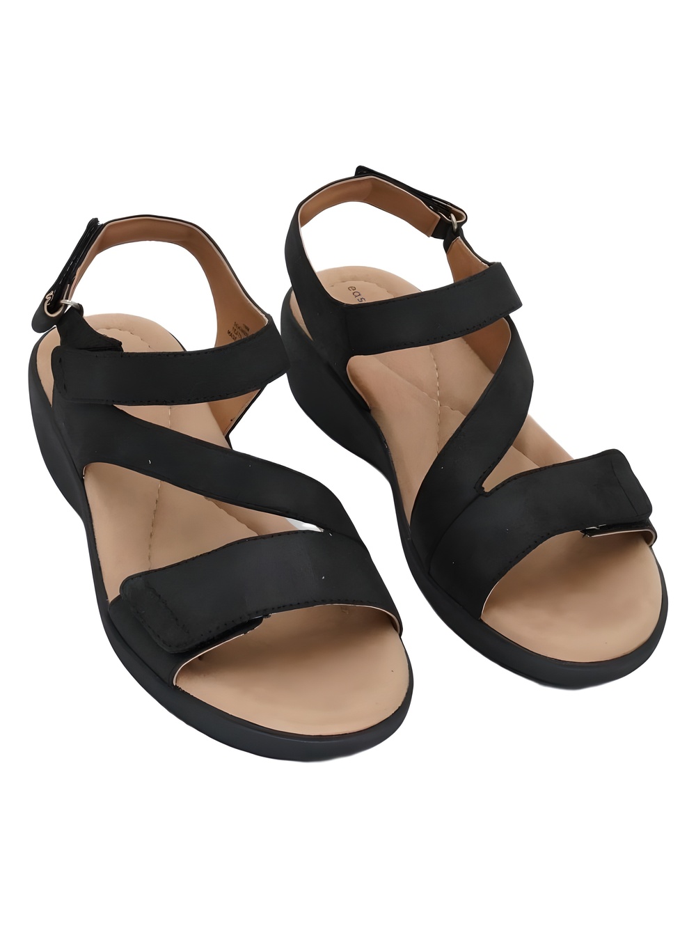 Easy Spirit Kimberly 2 Black Strappy Wedge Sandals Size 10M